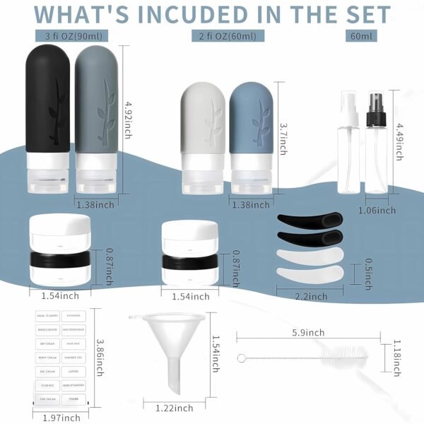 18pack Travel Bottles for Toiletries,TSA Approved Silicone Travel Containers jar for Toiletries - Image 2