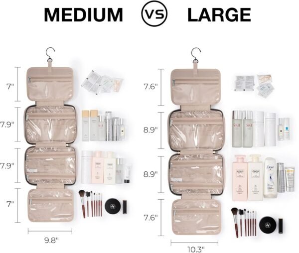 Toiletry Bag Travel Bag with Hanging Hook, Water-resistant Makeup Cosmetic Bag Travel Organizer - Image 7