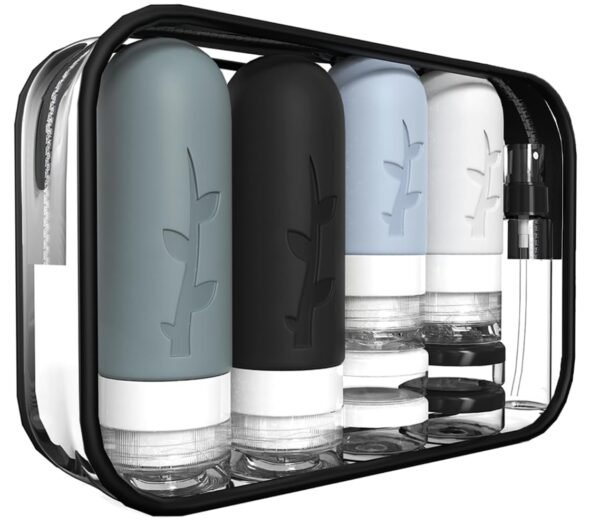18pack Travel Bottles for Toiletries,TSA Approved Silicone Travel Containers jar for Toiletries