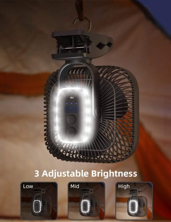 20000mAh Rechargeable Portable Clip on Fan, Last 78 hrs, 4 Speeds Camping Fan - Image 3