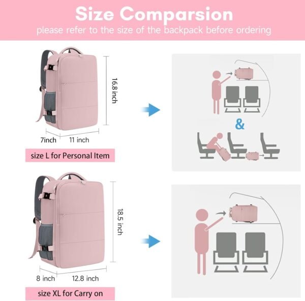 Travel Backpack for Women, Carry On Backpack with USB Charging Port & Shoe Pouch - Image 3