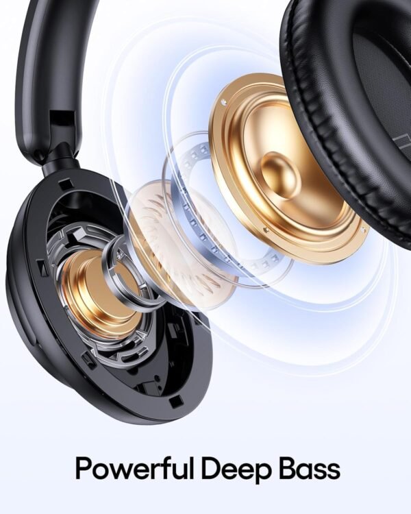Active Noise Cancelling Headphones 100H Playtime Over Ear Bluetooth Headphones with Deep Bass - Image 2