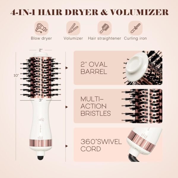 Travel Blow Dryer Brush in one, Dual Voltage Mini Hot Air Brush - Image 6