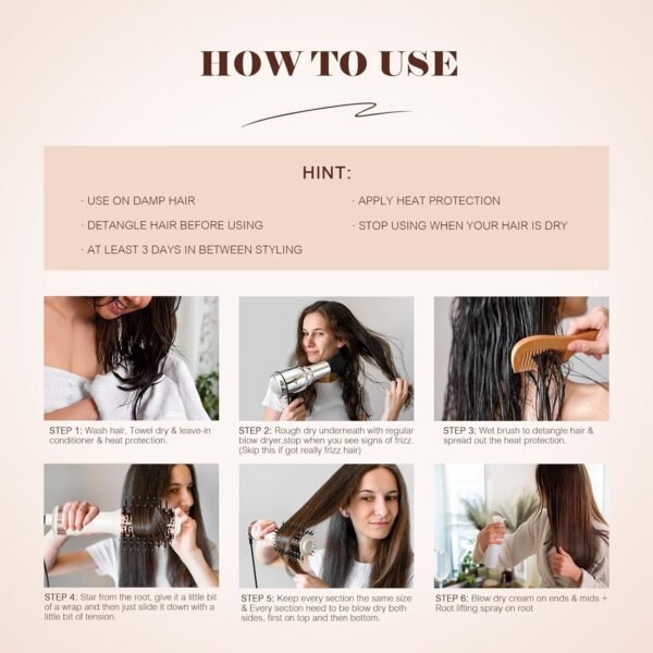 Travel Blow Dryer Brush in one, Dual Voltage Mini Hot Air Brush - Image 5