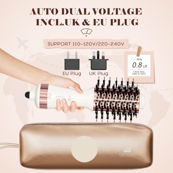 Travel Blow Dryer Brush in one, Dual Voltage Mini Hot Air Brush - Image 4
