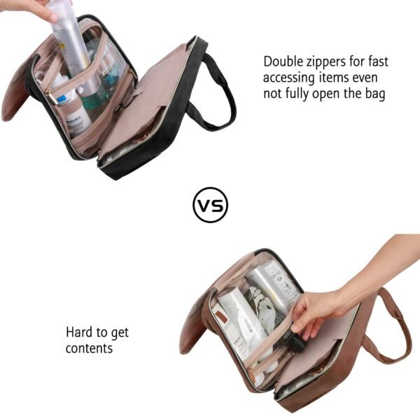 Toiletry Bag Travel Bag with Hanging Hook, Water-resistant Makeup Cosmetic Bag Travel Organizer - Image 6