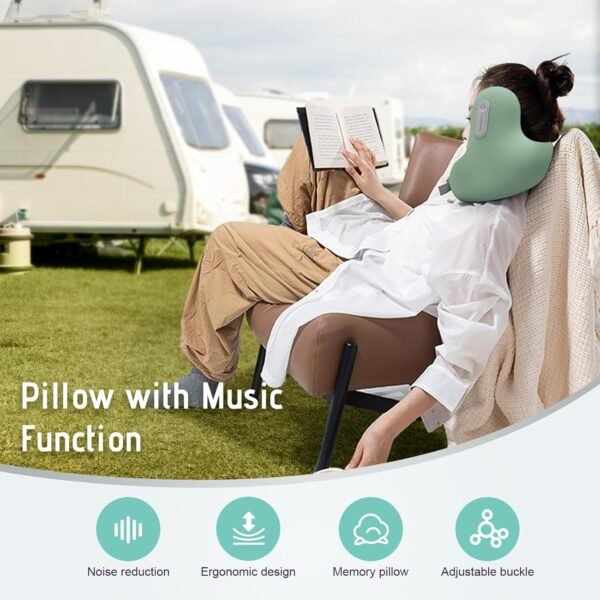 Travel Neck Pillow with Bluetooth Headset, Memory Foam Airplane Pillow for Head Support - Image 6