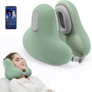 Travel Neck Pillow with Bluetooth Headset, Memory Foam Airplane Pillow for Head Support