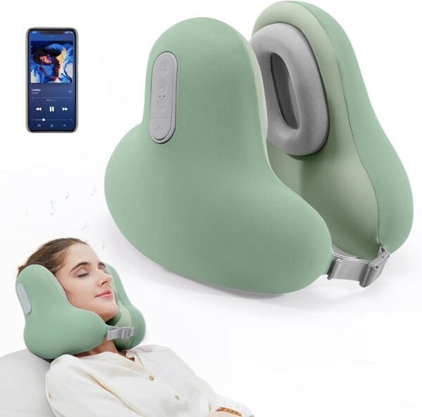 Travel Neck Pillow with Bluetooth Headset, Memory Foam Airplane Pillow for Head Support