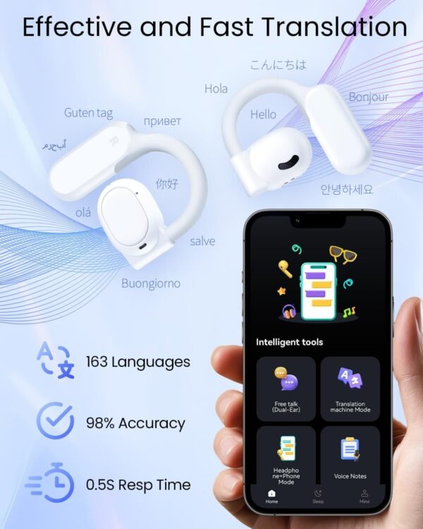 AI Translation Earbuds Real Time 163 Languages 80H Playtime - Image 5