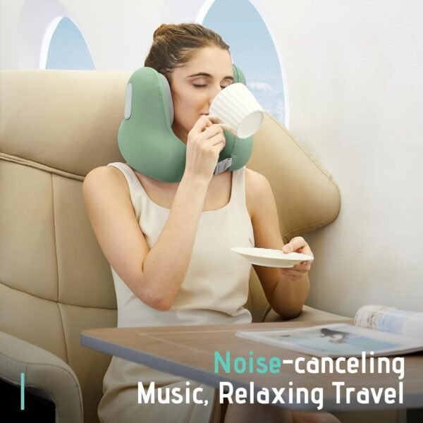 Travel Neck Pillow with Bluetooth Headset, Memory Foam Airplane Pillow for Head Support - Image 7