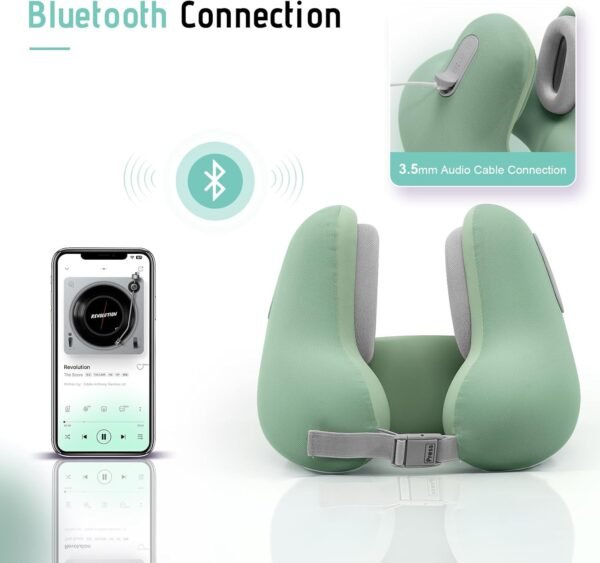 Travel Neck Pillow with Bluetooth Headset, Memory Foam Airplane Pillow for Head Support - Image 2